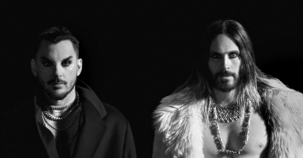 Thirty Seconds To Mars photographed in black and white. 