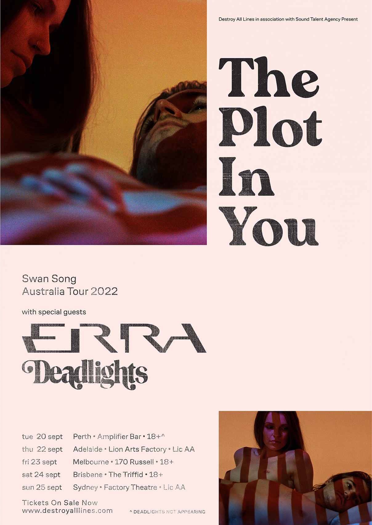 The tour poster for The Plot In You 2022 Australian tour. 