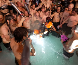 Herman Li of DragonForce playing guitar in a spa onboard a cruise ship. Photo credit: DragonForce/YouTube
