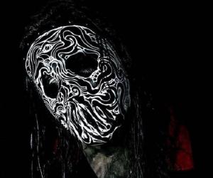 Jay Weinberg wearing his new mask designed by Solid Blackline