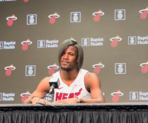 Jimmy Butler at Miami Heat 2023-2024 media day. 