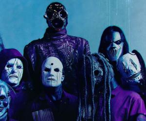 Slipknot 2024 lineup wearing their new boiler suits and masks. 