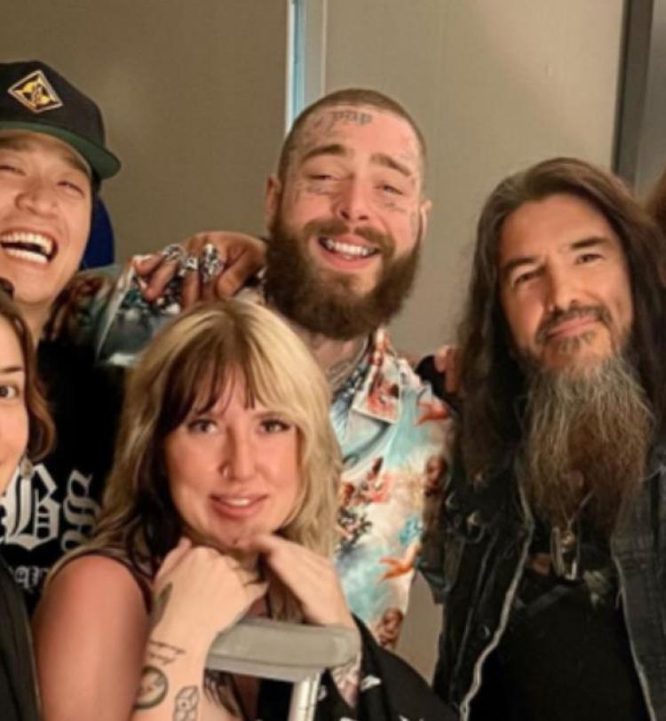 Post Malone SUNAMI and Rob Flynn in a group photo 