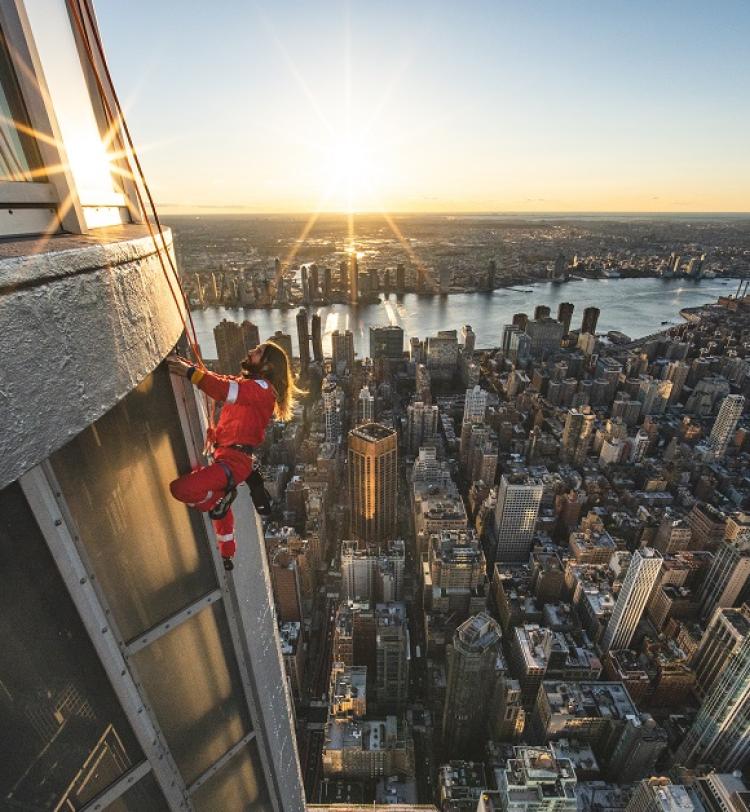 Jared Leto climbing The Empire State Building