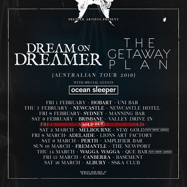The Getaway Plan & Dream On Dreamer Tour Dates