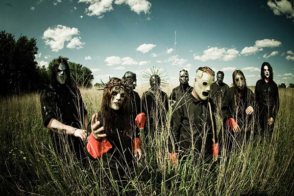 Slipknot standing in a field, 2008.